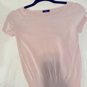 Pink sweater short sleeve blouse